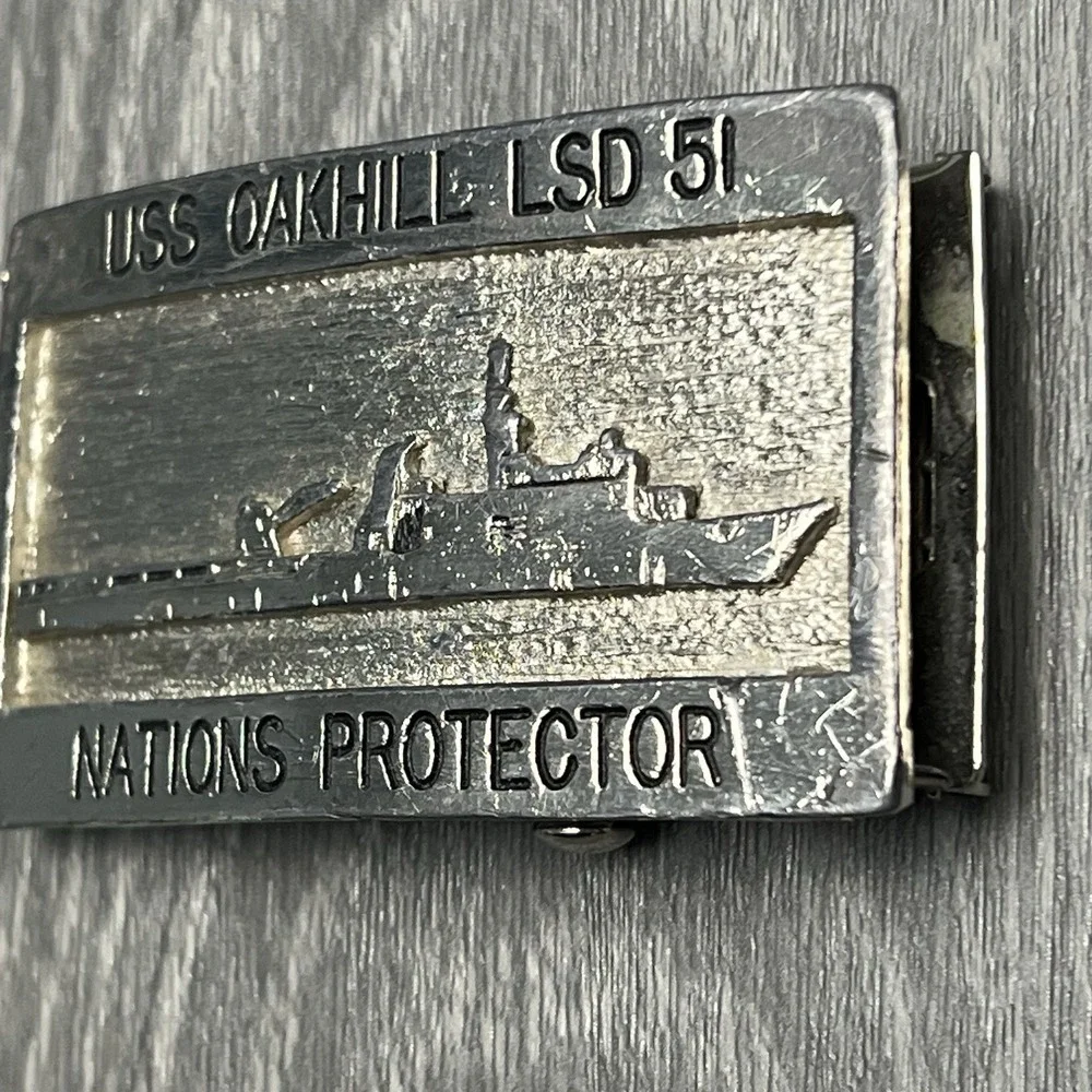 USS Oakhill LSD 51 Nations Protector Belt Buckle Texoma USA